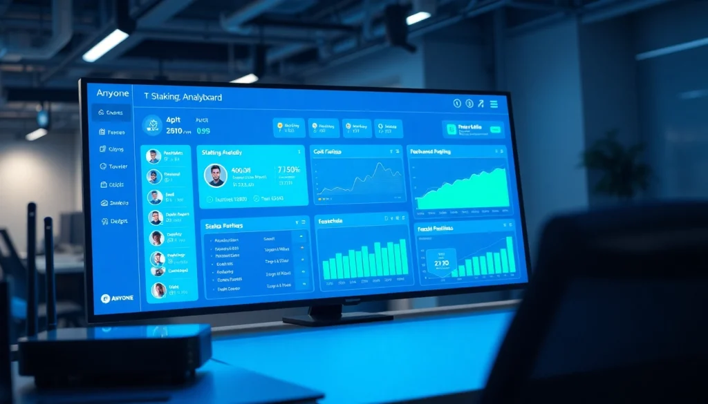 Anyone Dashboard showcasing real-time staking rewards and analytics in a modern tech environment.