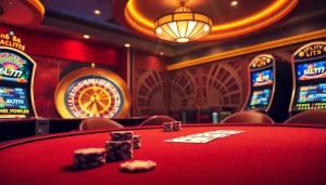 Experience the thrill of 6L777 at a luxury casino table featuring poker chips and cards.