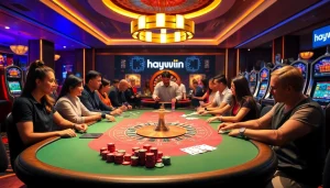 Gaywin Casino: Players enjoying vibrant gaming tables and slot machines for immersive fun