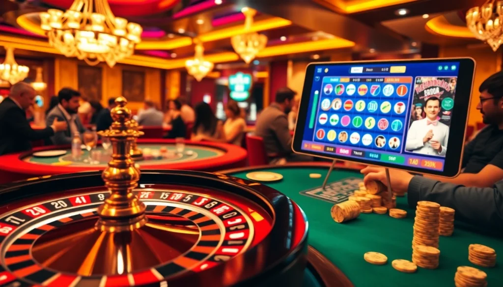 Players strategizing on hemorrhoid-themed casino games at an upscale casino table.