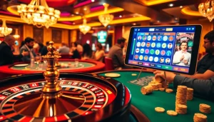 Players strategizing on hemorrhoid-themed casino games at an upscale casino table.