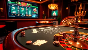 Experience the thrill of xx88 at a luxurious casino table filled with poker chips and cards.