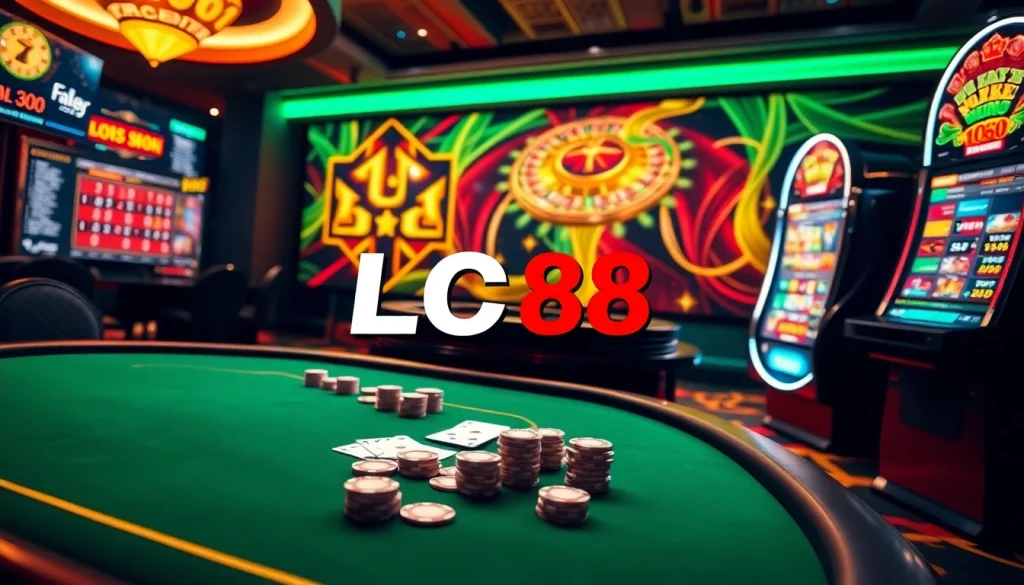 Engaged players enjoying a vibrant online casino experience at LC88 with exciting gameplay elements.