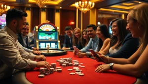 High-stakes poker action at KJC with elegant chips and vibrant roulette wheel.