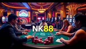 Players experience high-stakes action at the NK88 casino poker table.