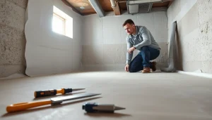 Crawl Space Restoration process with technician inspecting a clean space highlighting tools.