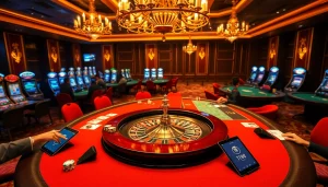 Experience the thrill of TT88 at an elegant casino with roulette tables, poker chips, and slot machines.
