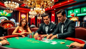 Playing at the luxurious rik vip casino table with vibrant poker chips and cards.