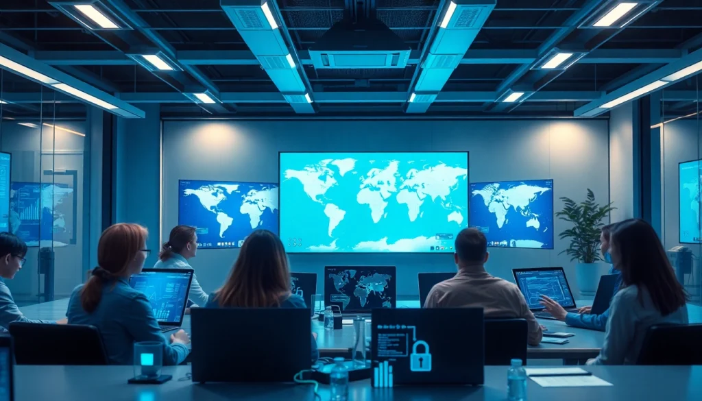 快连下载 - Digital interface showcasing fast global connectivity in a professional setting