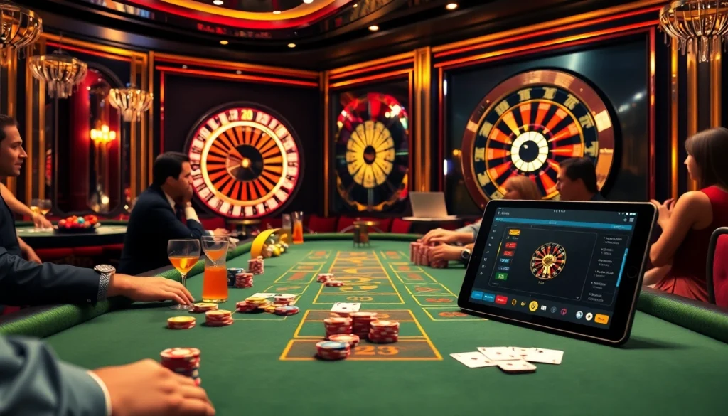 Exciting baccarat gameplay at vmax game with vibrant chips and spinning roulette
