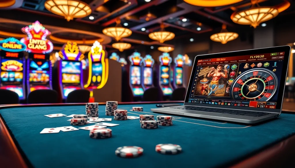 Experience the excitement of high-stakes gaming at https://fly88seo.com/ with vibrant slot machines and poker chips.