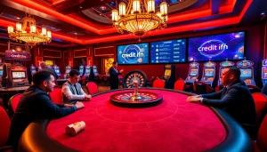 Experience thrilling gameplay with credit ifn options at a luxurious casino poker table.