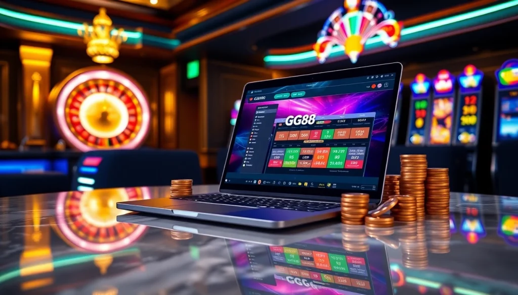 Experience thrilling gaming at GG88 with vibrant casino elements and sleek betting interfaces.