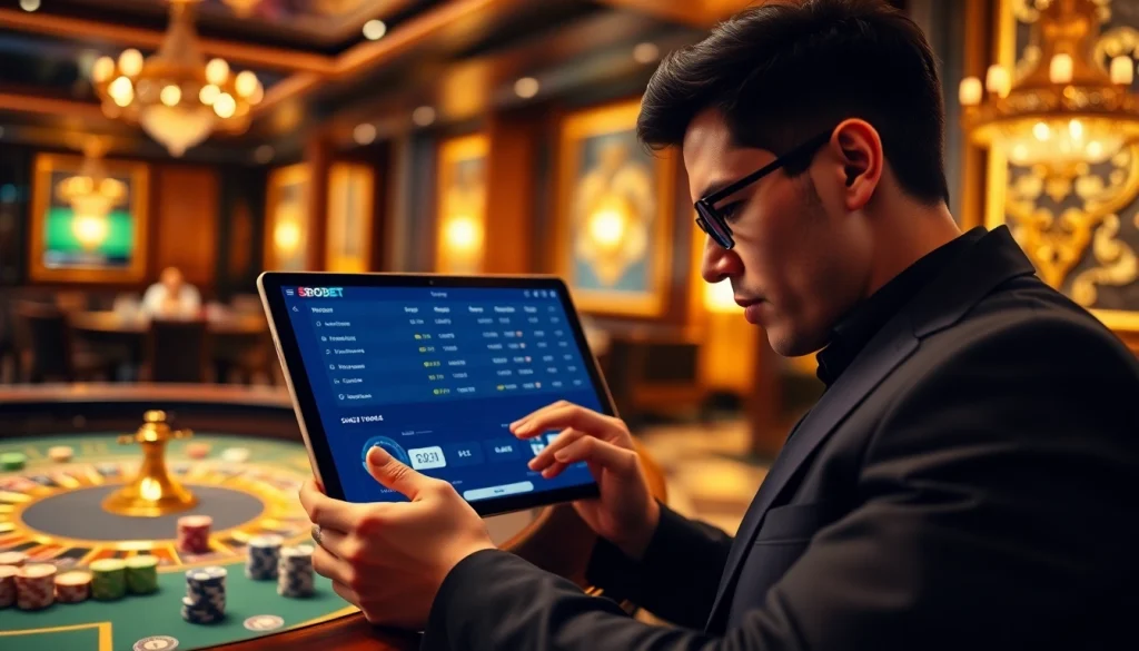 SBOBET betting action at a luxurious online casino interface, showcasing exciting odds and dynamic gameplay.