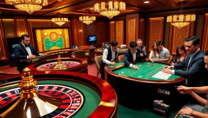 Gamblers enjoying an exciting gameplay experience at Lc88 casino tables.