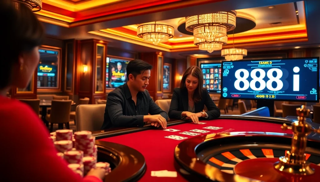 Experience thrilling gameplay with the 88i game featuring exciting casino tables and vibrant cards.