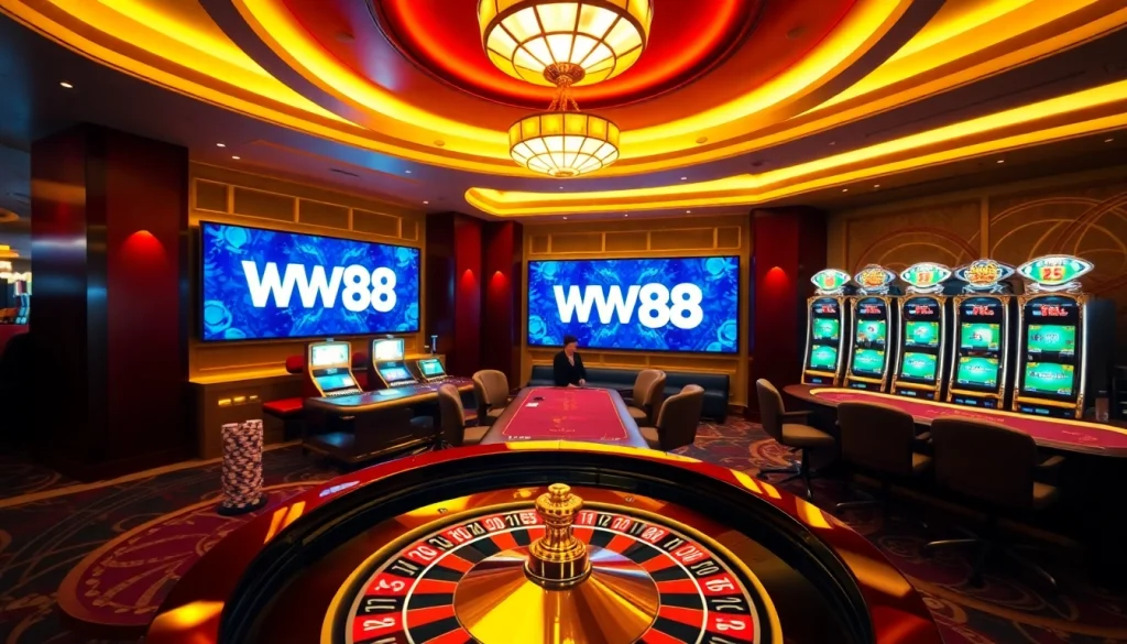 WW88 players engaging at a vibrant casino table, highlighting excitement and professional gaming