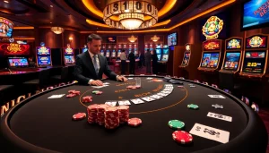 Players engaging at a blackjack table showcasing excitement at https://bl555.black casino.