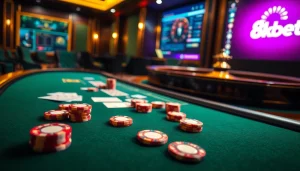 Experience thrilling poker action and luxury with 8kbet in a vibrant casino setting.