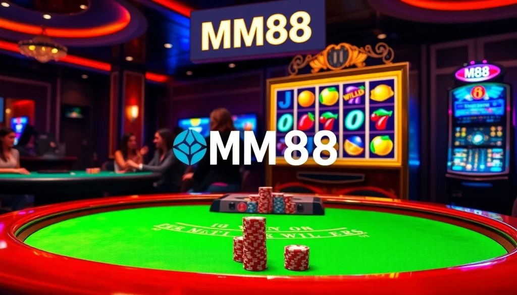 MM88 players enjoying an exhilarating blackjack game at a luxurious casino setup.