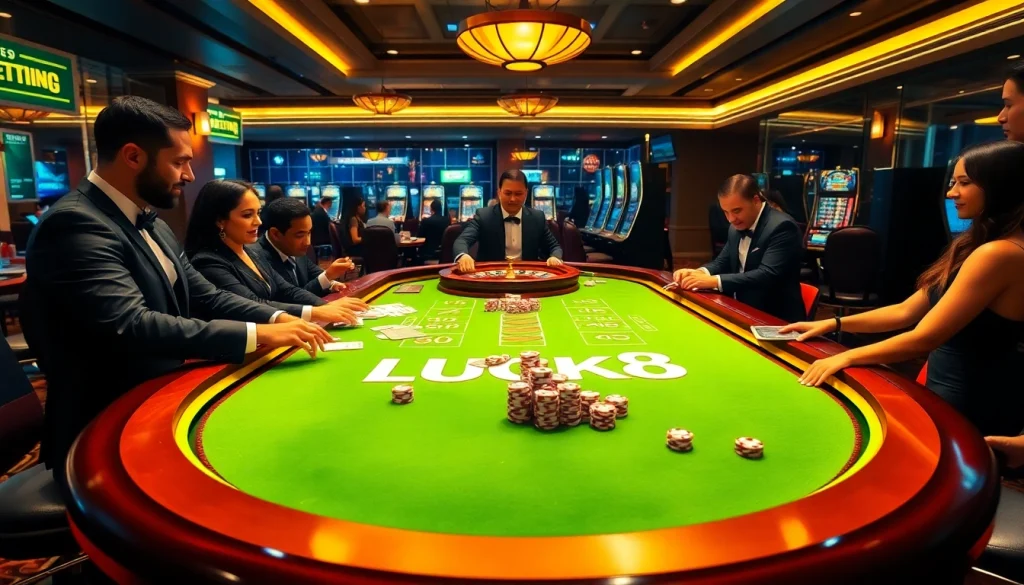 Trải nghiệm chơi game mãnh liệt tại LUCK8 Casino khi người chơi thưởng thức các trò chơi bàn cổ điển và máy đánh bạc sống động.