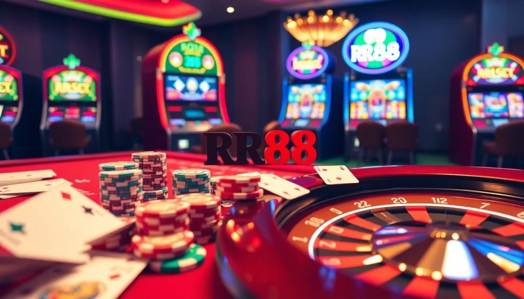 Experience the excitement of RR88 with dynamic casino elements and luxurious ambiance.