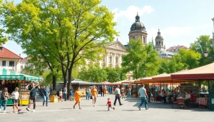 Dynamic street scene in Dnipro, Ukraine, showcasing community life and culture, pivotal for dnipro24.