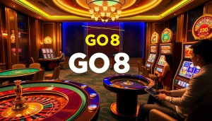 Players engaging in high-stakes poker at the GO8 casino, showcasing thrilling gambling excitement.