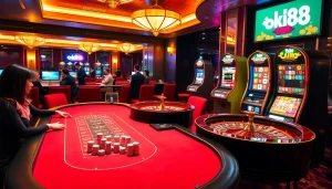 Experience high-stakes gambling at ok88 with thrilling poker and slot machine action.