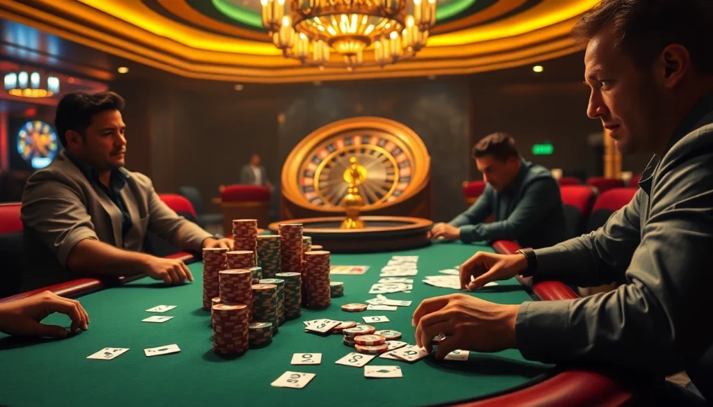 A thrilling poker game at a casino featuring hidden wiki 2026 elements, showcasing vibrant chips and cards.