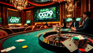 Người chơi tham gia đặt cược chiến lược tại bàn casino cg79 với những chip poker nổi bật.