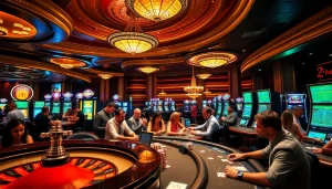 Experience high-stakes fun at a casino en ligne retrait instantané france gaming scene with vibrant roulette and poker tables.