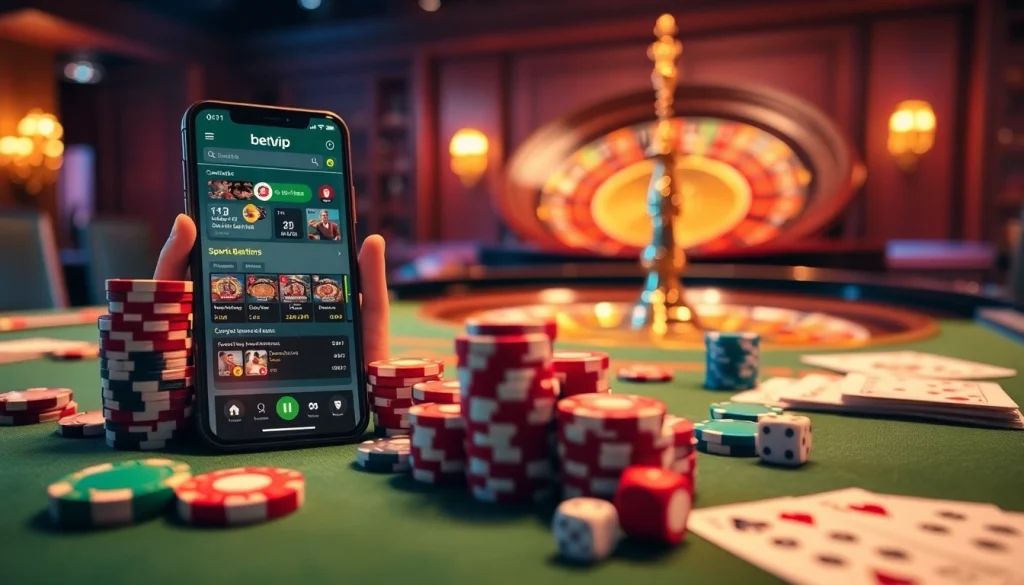 Trải nghiệm sự phấn khích của cá cược với ứng dụng betvip trên bàn casino sang trọng với các trò chơi trực tiếp.