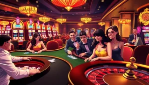 Players enjoying thrilling games at BK8 casino with vibrant tables and lively atmosphere.