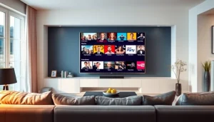 Enjoy IPTV France with high-definition channels in a modern living room setting.