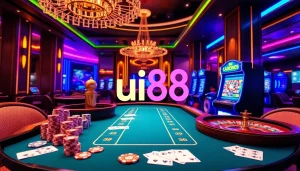 Exciting gambling action at uu88 with vibrant casino elements and lively atmosphere.