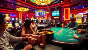 Players enjoying a thrilling game at a casino table, inspired by https://jun88pl.com/.