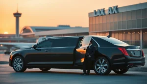 Hollywood Town Car and Limousine offering luxurious airport pickup at LAX with professional chauffeur.