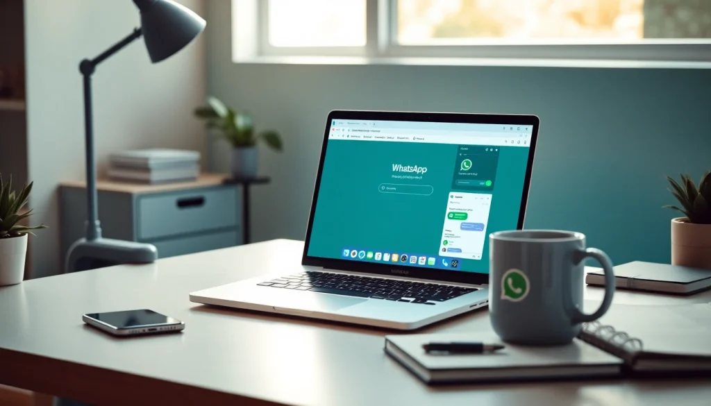 Experience the seamless connectivity of WhatsApp Web in a professional workspace.