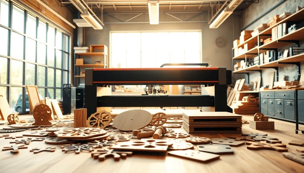 Creating custom laser design with intricate details in a vibrant workshop setting.