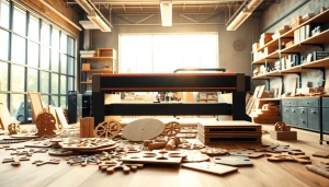 Creating custom laser design with intricate details in a vibrant workshop setting.