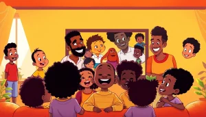 A lively scene showcasing beloved African American cartoons characters bringing joy and representation to audiences.