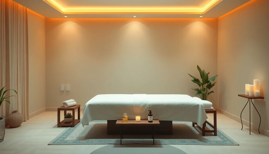 부드러운 조명과 에센셜 오일이 있는 울산마사지 치료실의 편안한 내부