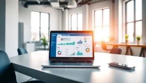 Visualizing hubspot crm free in a professional workspace, showcasing charts on a modern desk