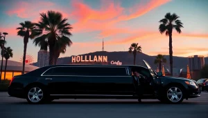Luxury LA Limo ready for upscale transportation in Hollywood, featuring a chauffeur.