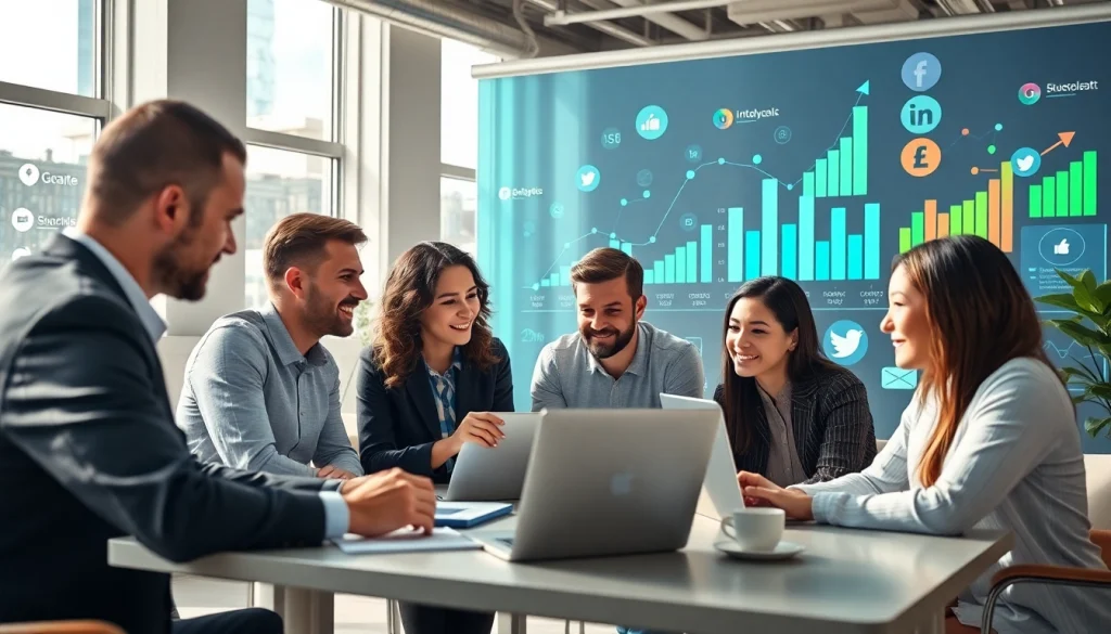 How to illustrate effective teamwork in digital marketing with diverse professionals and data