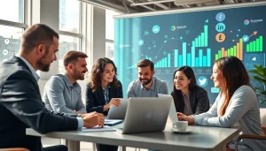 How to illustrate effective teamwork in digital marketing with diverse professionals and data