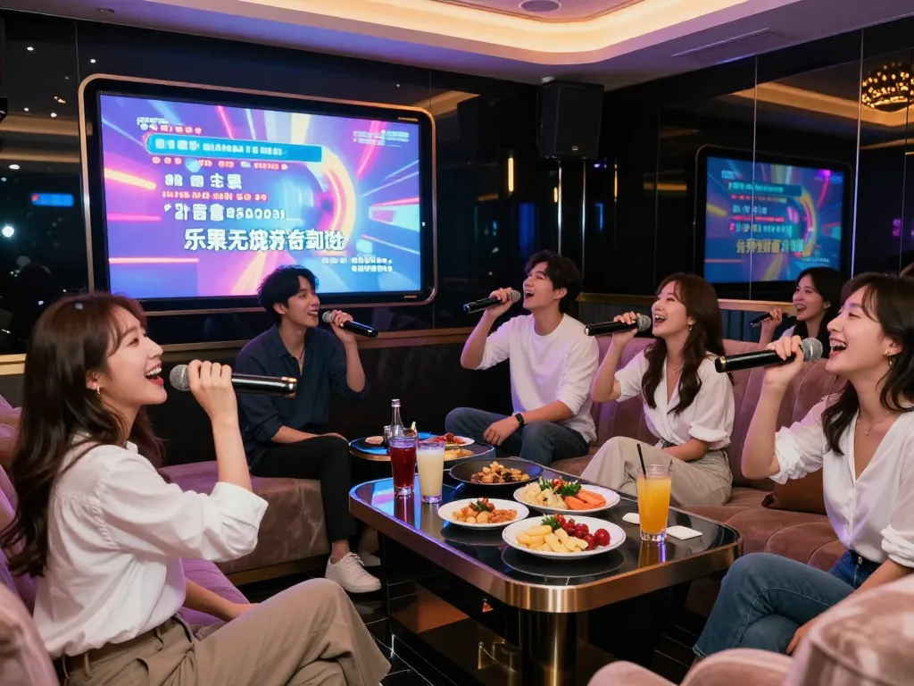 고급스러운 장식과 활기찬 단체 노래를 특징으로 하는 강남퍼펙트 노래방의 생동감 넘치는 분위기를 경험해 보세요.